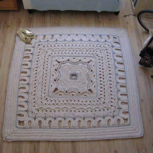 modelo tapete de crochê quadrado
