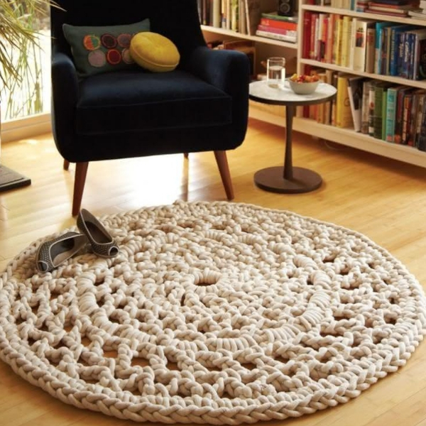 modelo tapete de crochê redondo biblioteca