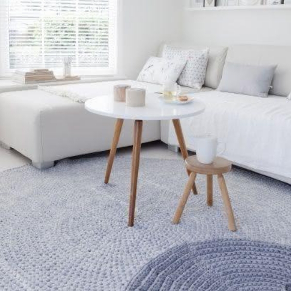 modelo tapete de crochê sala azul