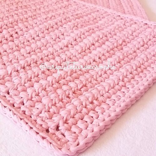 ideia tapete de retalhos crochê cheio