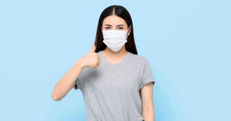 teste da vela na máscara de proteção