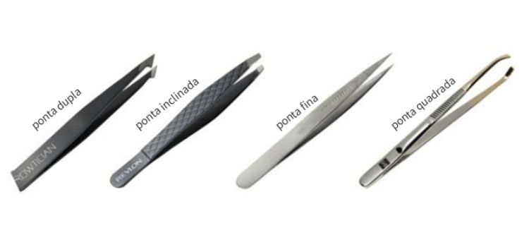 tipos de pinça para sobrancelha