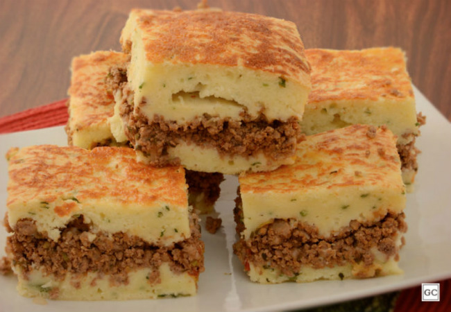 torta de carne moída com bacon