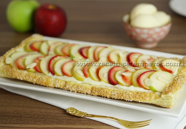 receita torta de maçã folhada