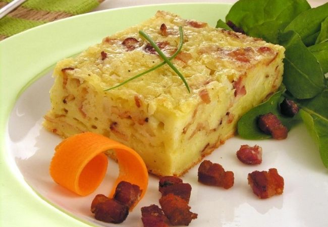 torta de queijo bacon ao forno