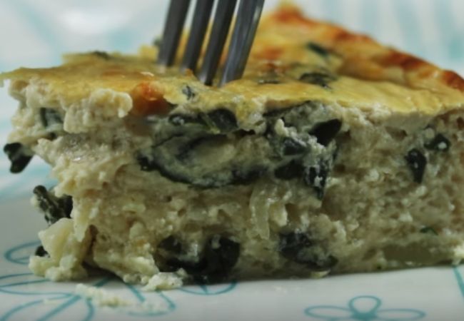 torta de queijo verdinha com espinafre