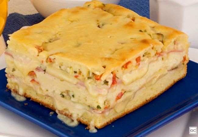 torta recheada queijo e presunto