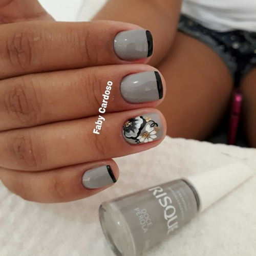 modelo de unha francesinha cinza