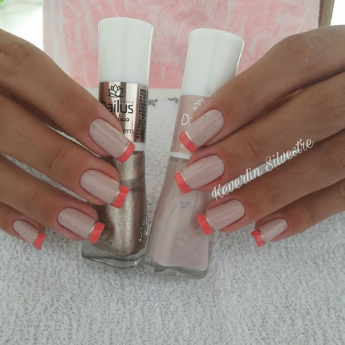 modelo de unha francesinha salmão