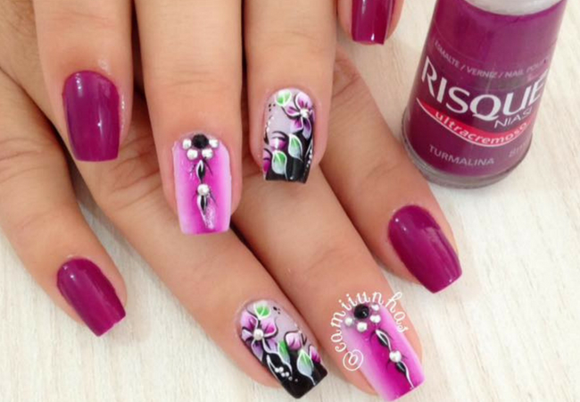 unha decorada roxa turmalina