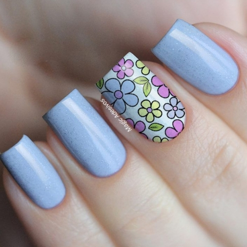 modelo unhas azuis decoradas lilas