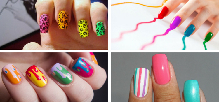 pintar unhas de cores diferentes chamativas