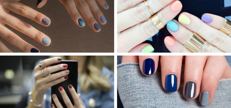 pintar unhas de cores diferentes discretas