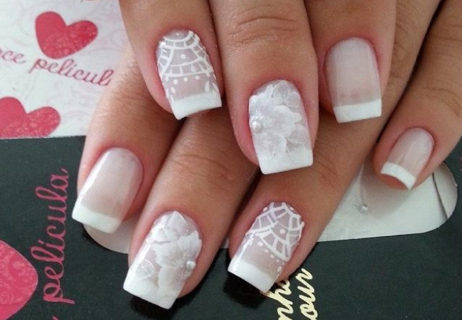 modelo unhas decoradas com renda palito flor