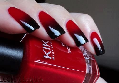 unhas decoradas com vermelho ombré