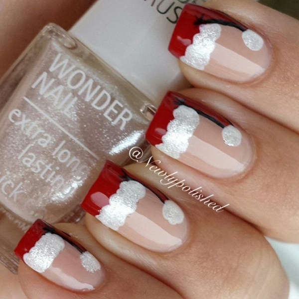 modelo unhas decoradas para o natal gorro
