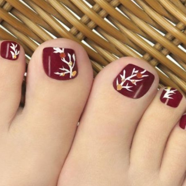 ideias de unhas do pé decoradas galho