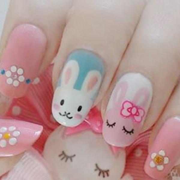 modelo unhas infantis decoradas coelho