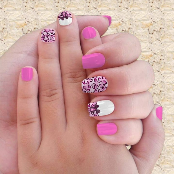 modelo unhas infantis decoradas coração