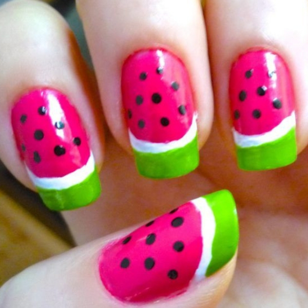 modelo unhas infantis decoradas melancia