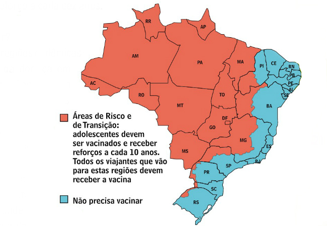 vacinas que os adultos devem tomar febre amarela mapa