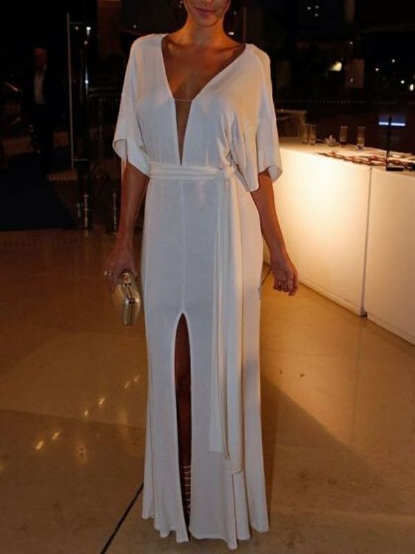 look vestido longo branco leve