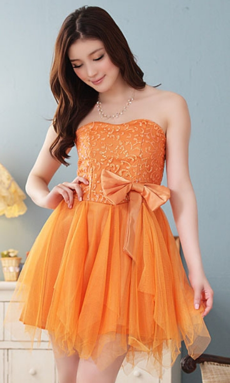 modelo vestido quinze anos curto laranja
